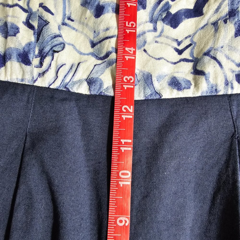 Anthropologie XS Mermaid Beach Shade Umbrella Romper Smocked Linen Blend Pockets - Picture 12 of 12